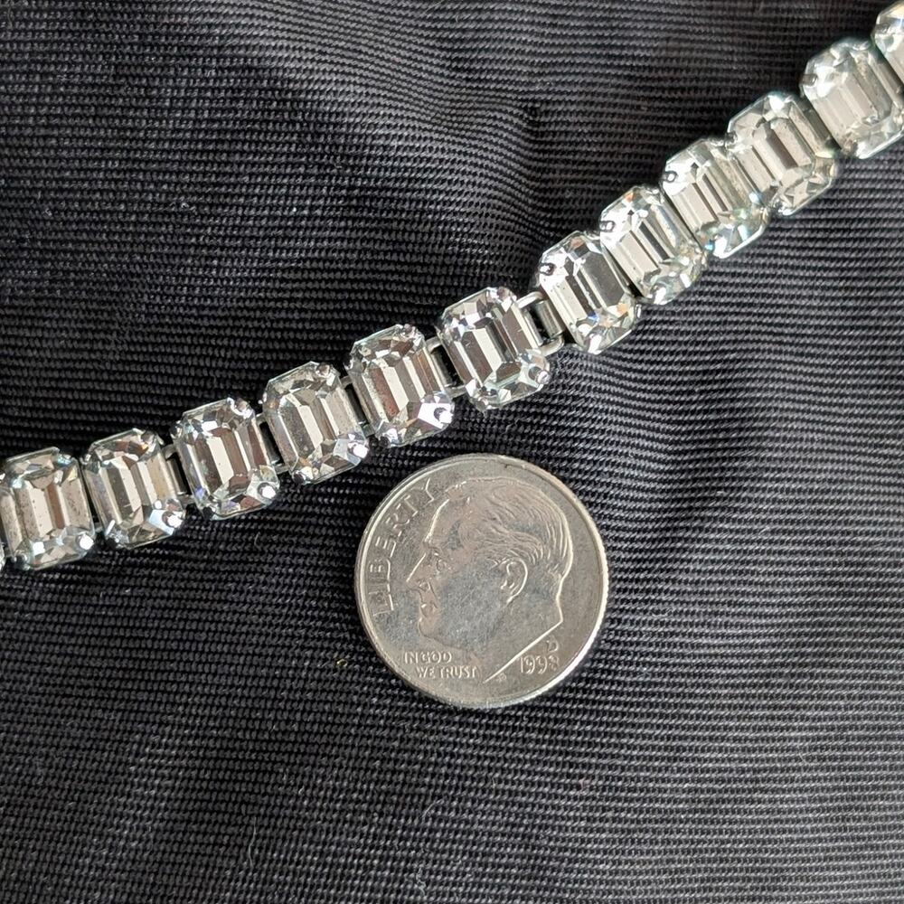 Vintage Eisenberg Emerald Cut Austrian Rhinestones Crystal Necklace Signed - Picture 9 of 9